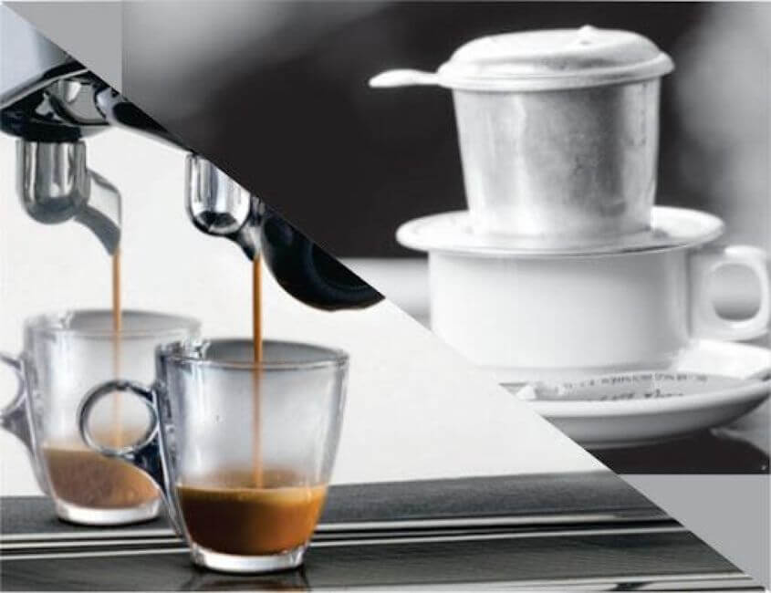 so sánh giữa cà phê pha phin và cà phê pha máy